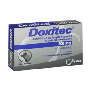 Doxitec 200mg Antibiótico para Cães e Gatos 16 comprimidos