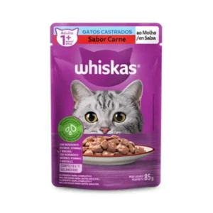 Sachê Whiskas Gatos Adultos Castrados Carne ao Molho